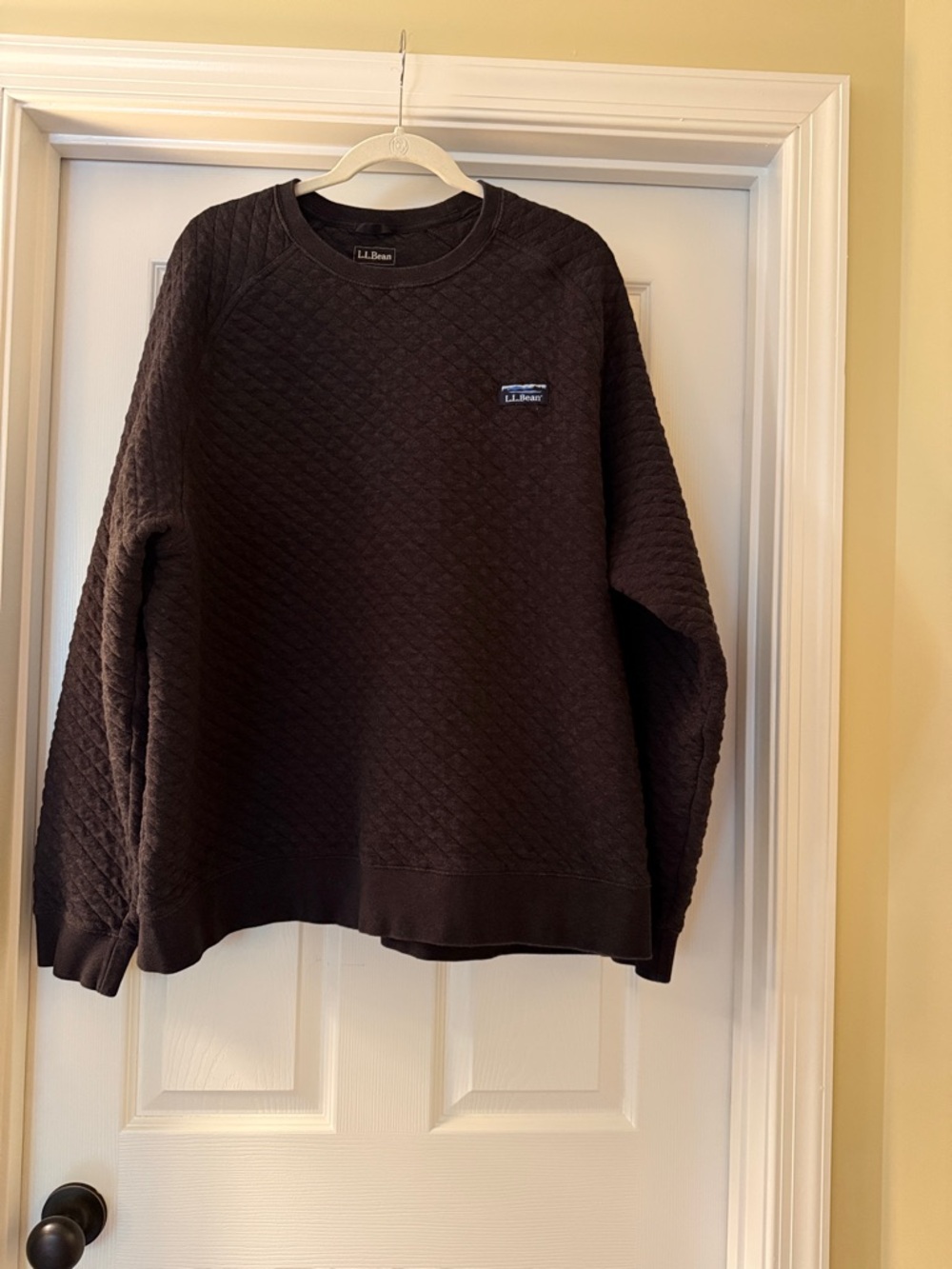 L.L. Bean Men's Quilted Crewneck Black Sweater